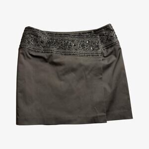 Black embroidered wrap mini skirt - size 5/6 from Express BRAND NEW with tags